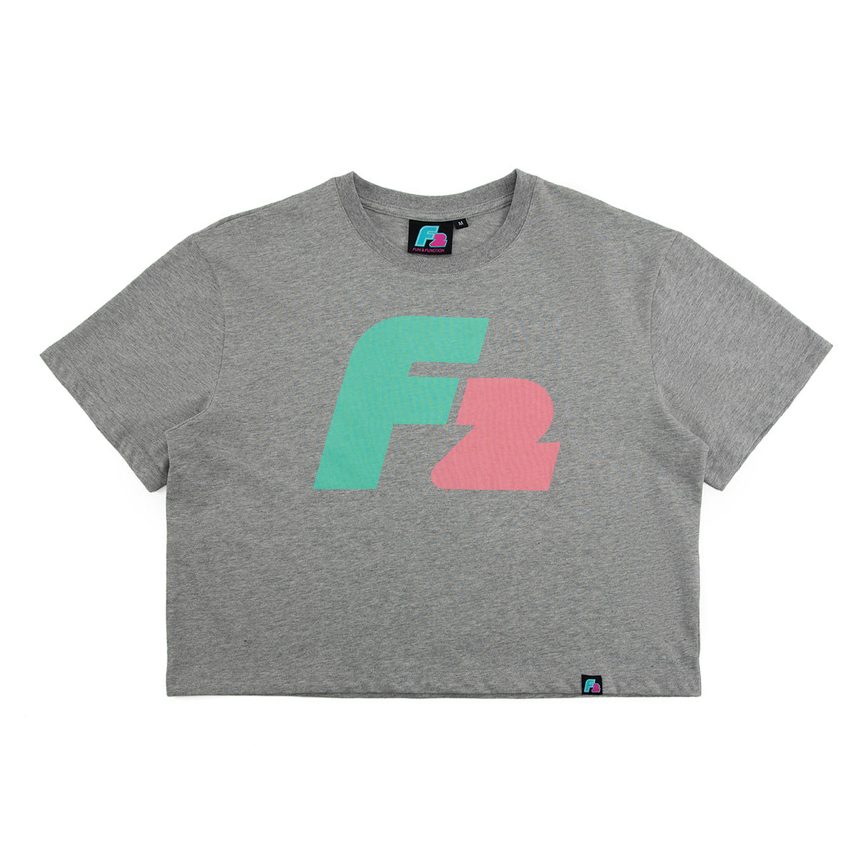 F2 Retro T-Shirt Strato Ash Damen Crop Top Tshirt Grau - Größe wählbar