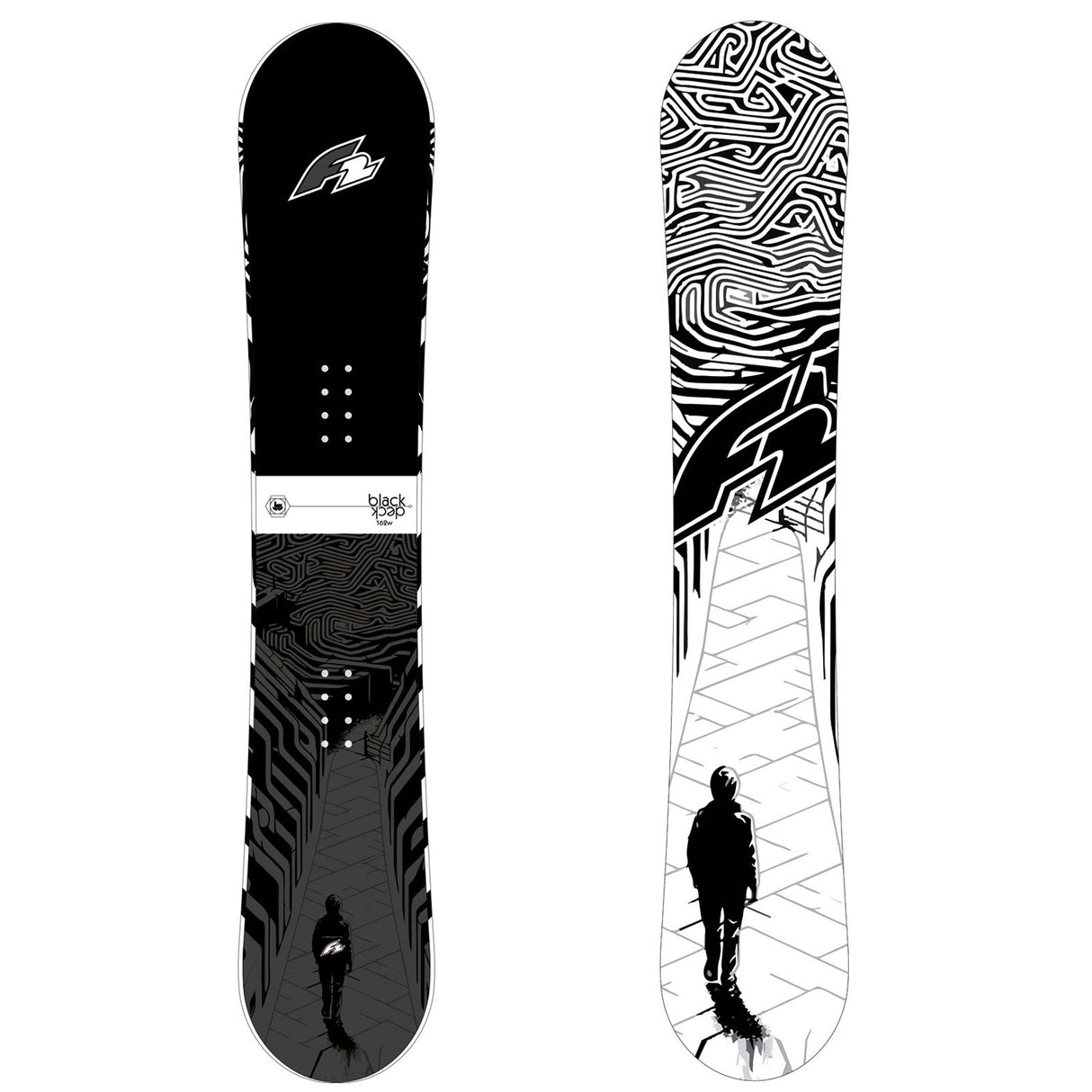 F2 Snowboard Black Deck extra wide Freeride Größe wählbar Schwarz 2025