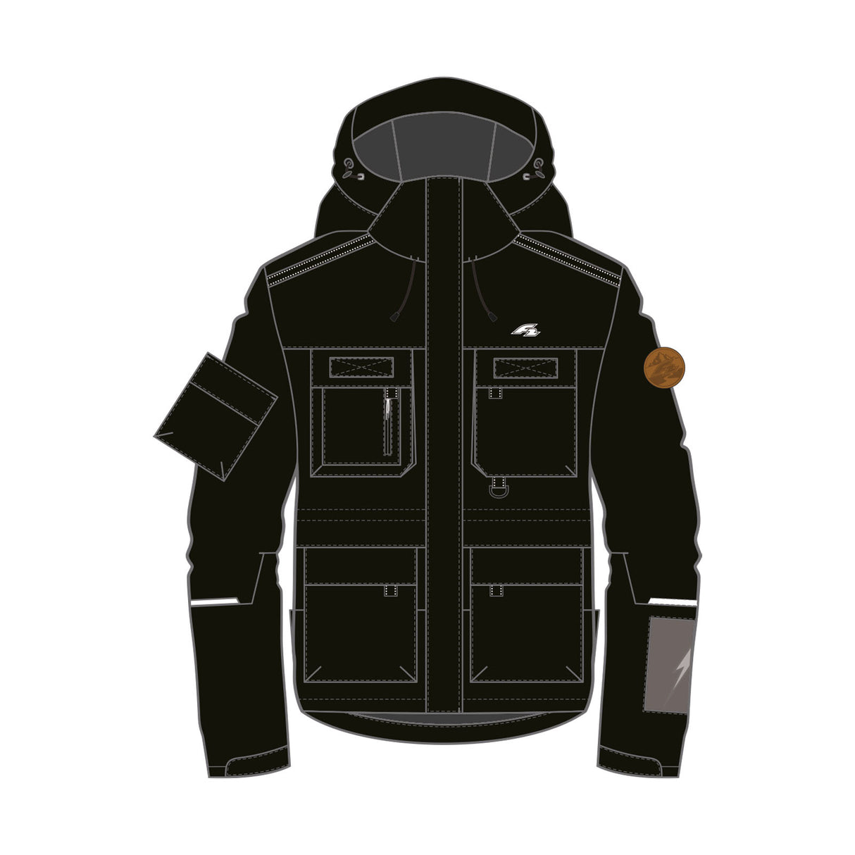 F2 Snowboard/Ski Jacke Blizzard 80g Fütterung XS-XXL Größe wählbar Schwarz 2025