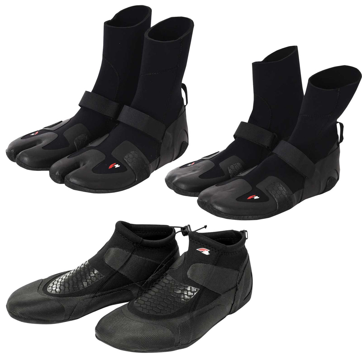 F2 Neopren Schuhe Barfuss Surfschuhe 36-48 Modell wählbar Hoch Flach Split Toe