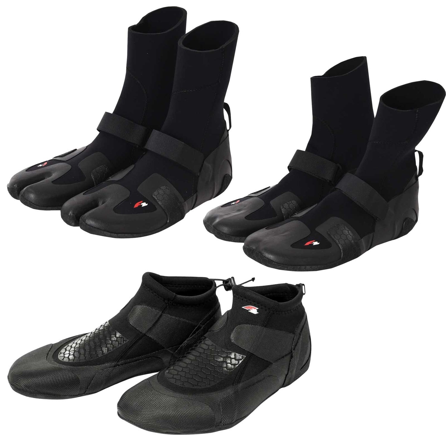 F2 Neopren Schuhe Barfuss Surfschuhe 36-48 Modell wählbar Hoch Flach Split Toe