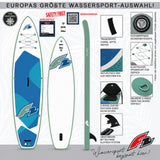 F2 Set Stand Up Paddle Board Pure Weiss 10,6 + Kajak Zubehör Paket