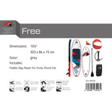 F2 SUP Stand Up Paddle Board Free Round Sail Größe wählbar Grau