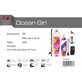 F2 Junior SUP Stand Up Paddle Board Ocean Girl 8'2''/9'2" wählbar Pink