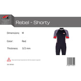 F2 Herren Neopren Anzug Rebel - Shorty 3/2 mm Farbe/Größe wählbar 2024/25