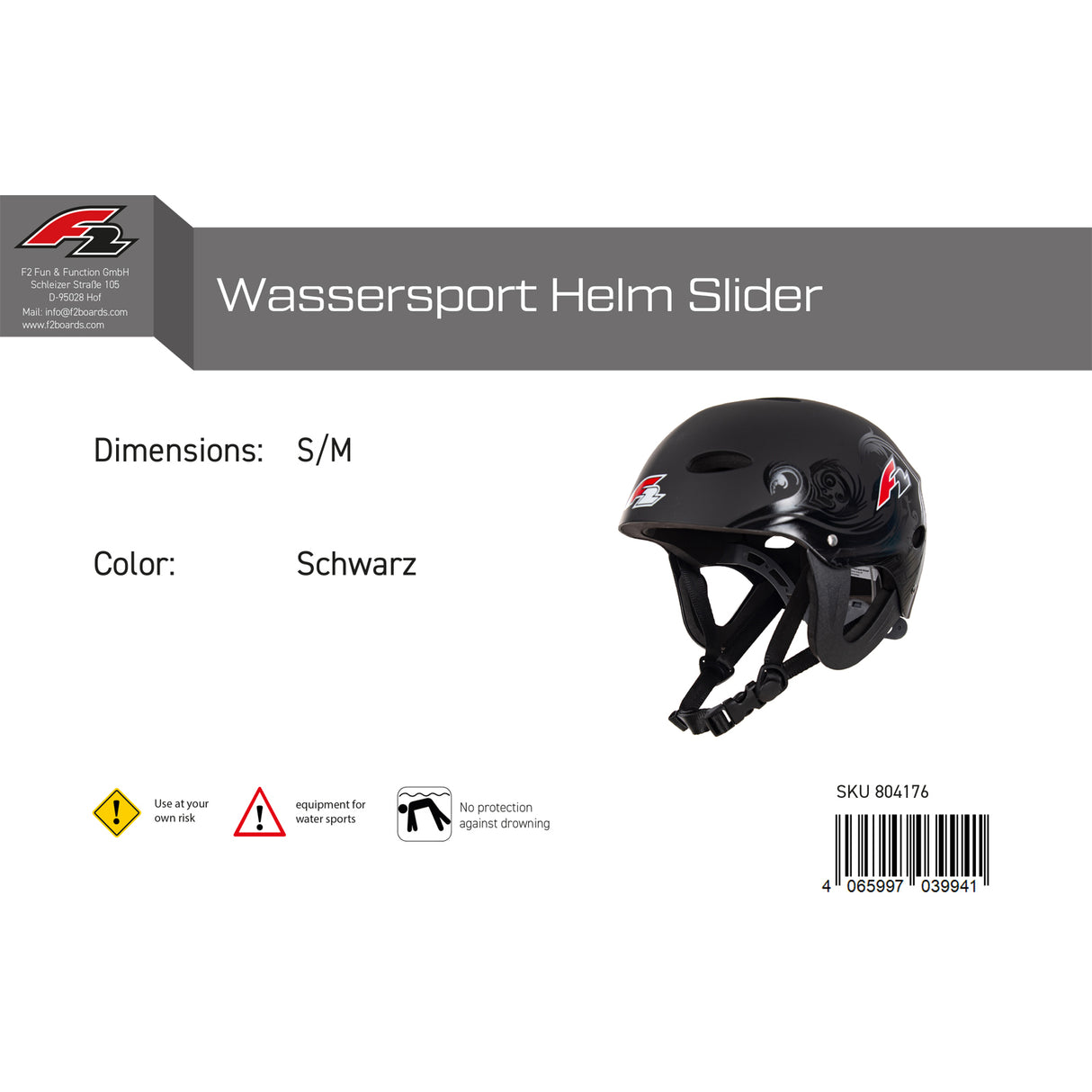 F2 Helm Wassersport Helm Slider Farbe/Größe wählbar 2024/25