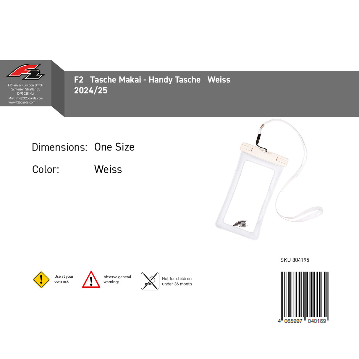 F2 Tasche Makai - Handy Tasche Schwarz/Pink/Weiß Farbe wählbar 2024/25