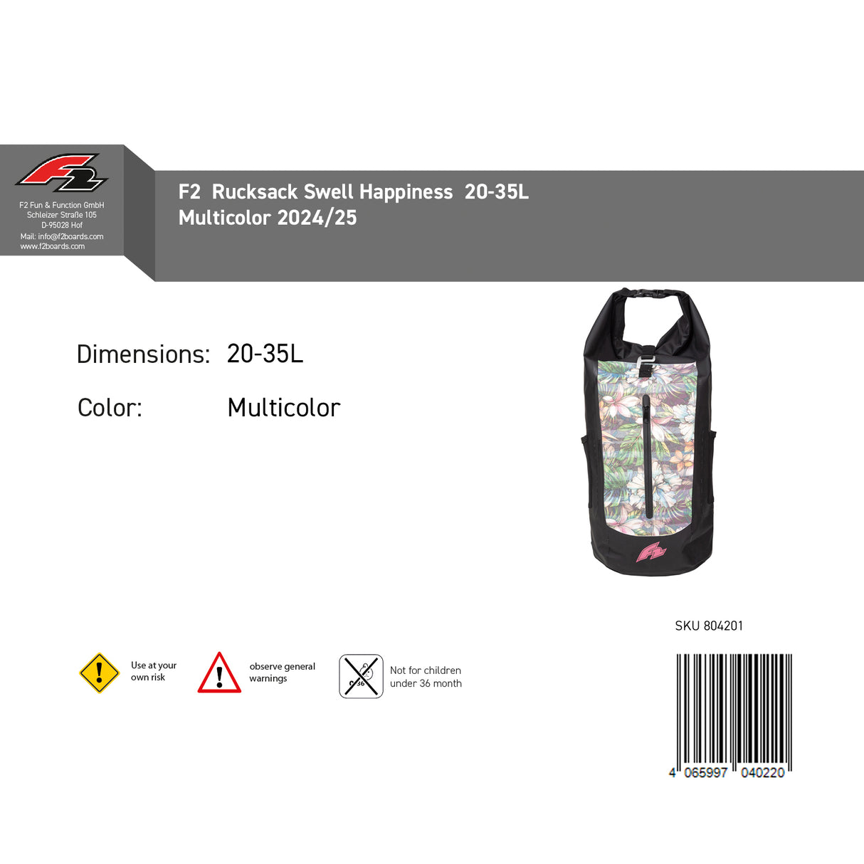 F2 Tasche Swell - Rucksack  20-35 L Happiness/Pinstripe Farbe wählbar 2024/25