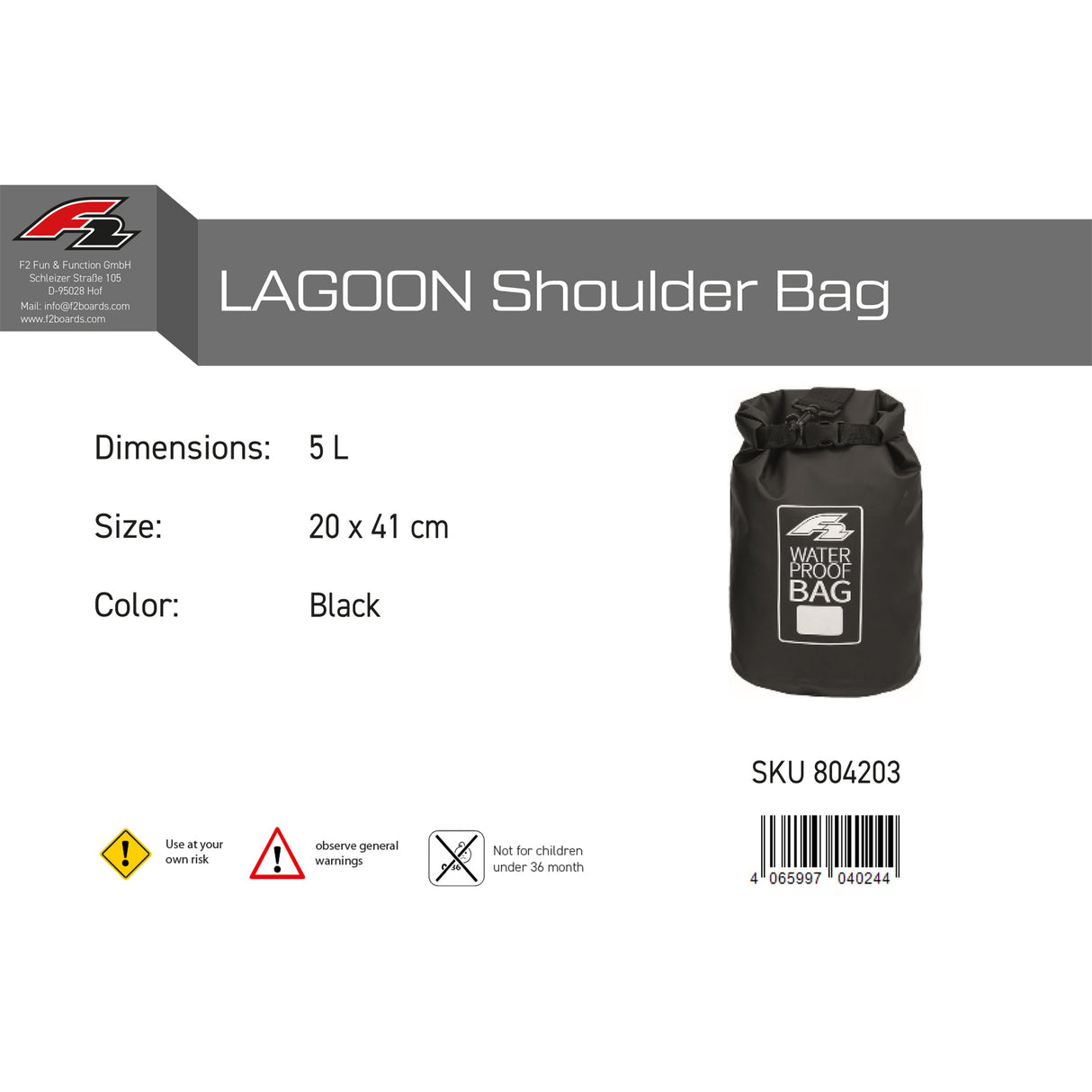 F2 Tasche Lagoon Drybag Trockentasche SUP Bag Größe/Farbe wählbar 2024/25