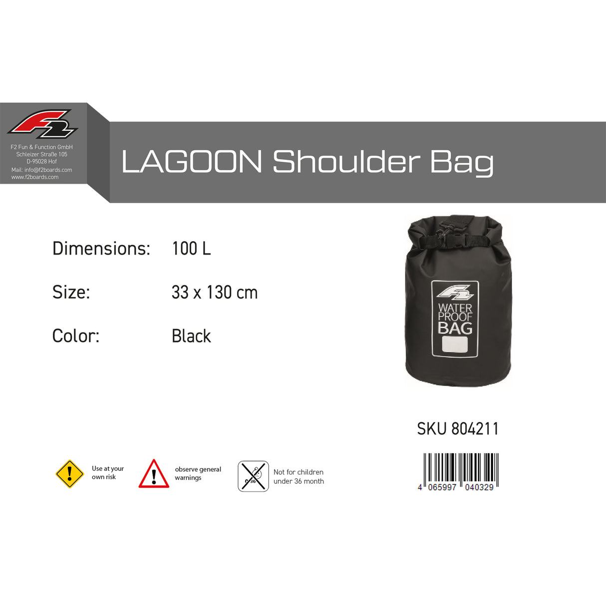 F2 Tasche Lagoon Drybag Trockentasche SUP Bag Größe/Farbe wählbar 2024/25