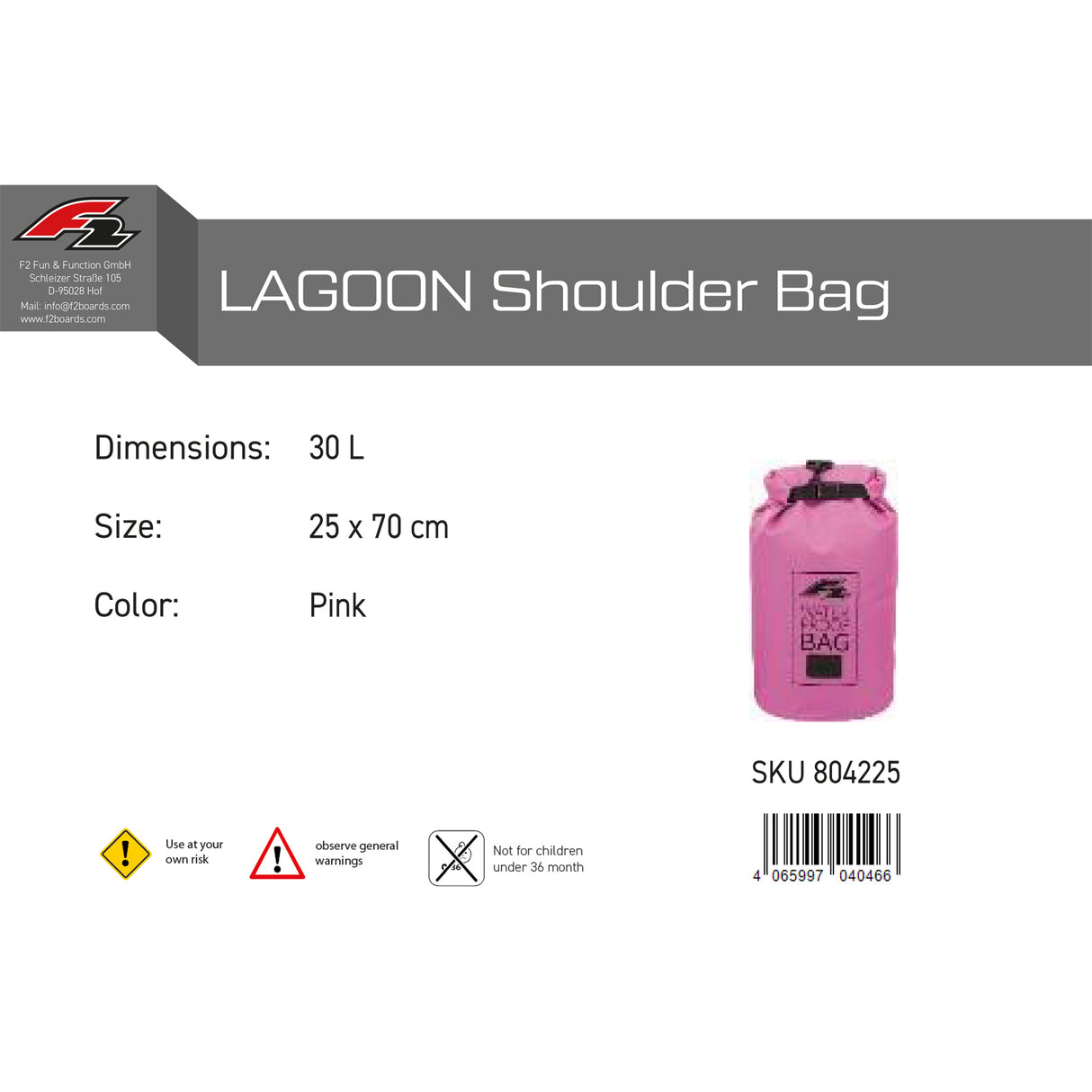 F2 Tasche Lagoon Drybag Trockentasche SUP Bag Größe/Farbe wählbar 2024/25