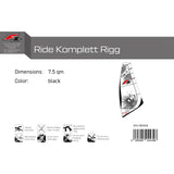 F2  Windsurf Segel Ride Komplett Rigg 5-7,5qm Größe wählbar Schwarz 2024/25