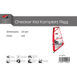 F2 Windsurf Segel Checker Kid Komplett Rigg 1,5-5,5qm Größe wählbar Rot 2024/25