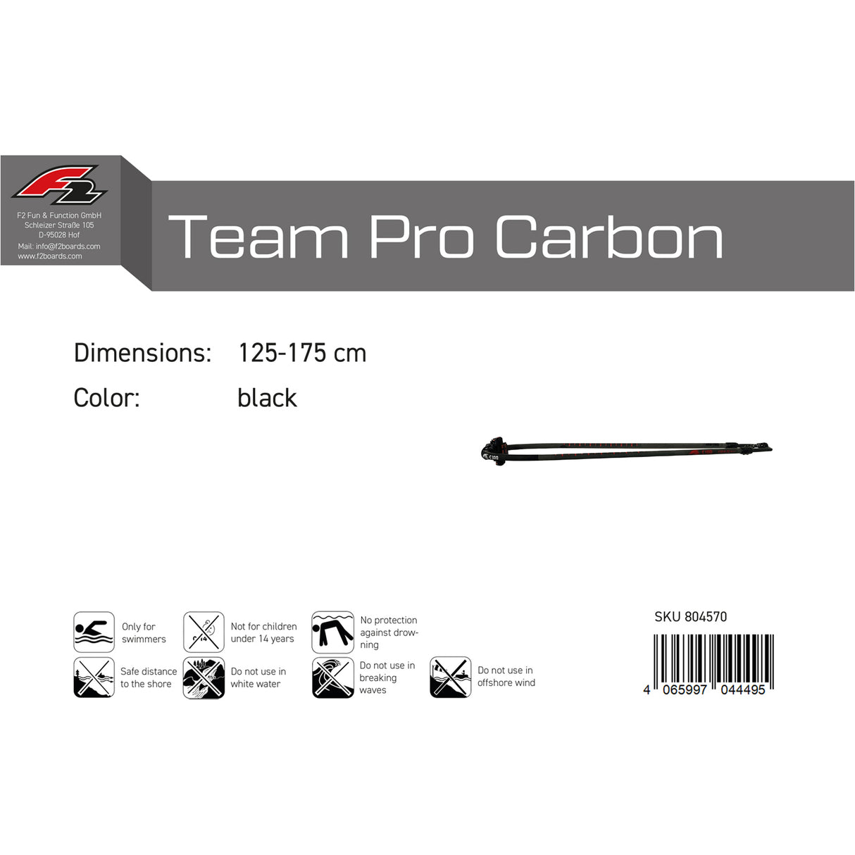 F2 Gabelbaum Team Pro Carbon Slim Modell wählbar Schwarz 2024/25