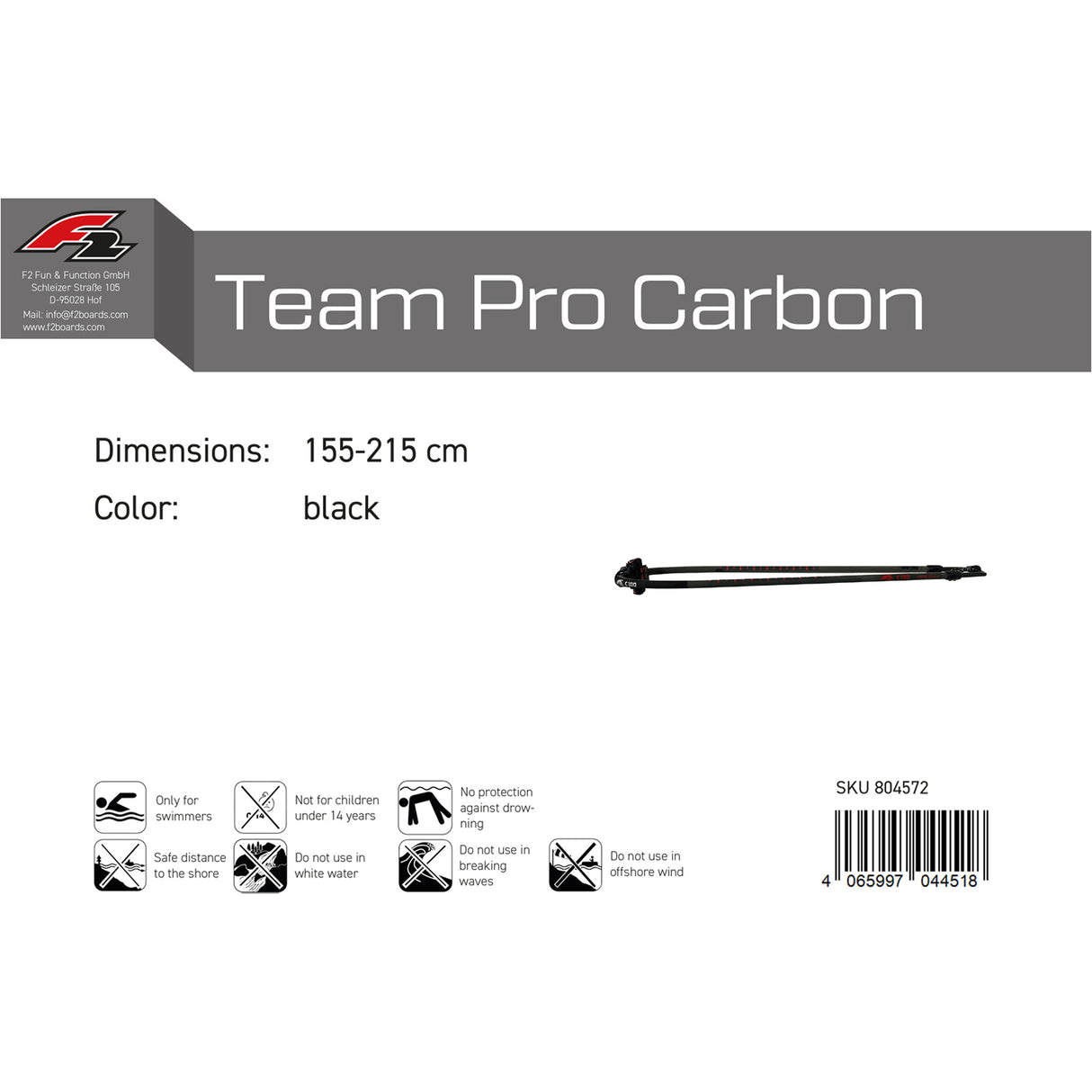 F2 Gabelbaum Team Pro Carbon Slim Modell wählbar Schwarz 2024/25