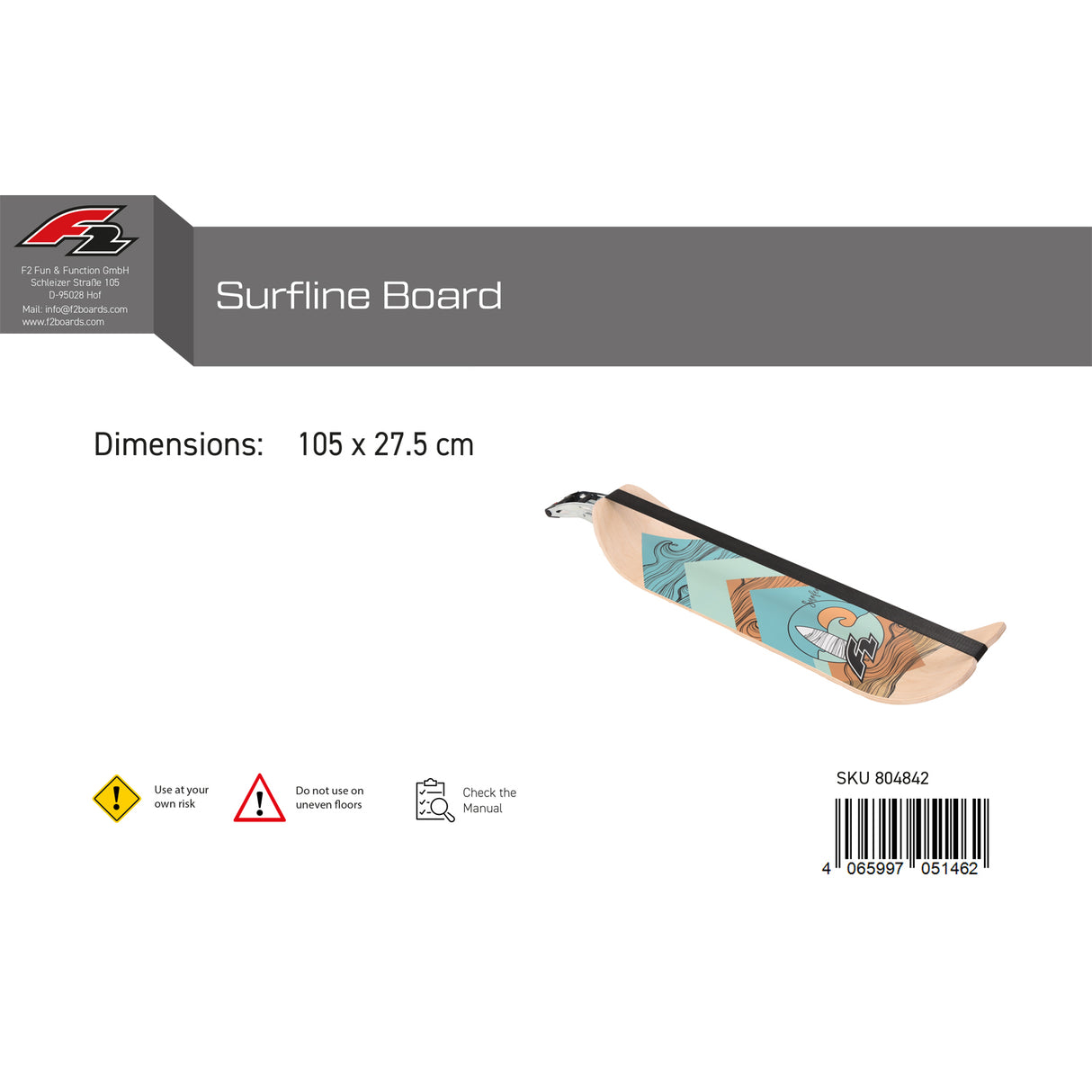 F2   Balance Board Surfline Board Slackline Training  105x27,5cm  2024/25