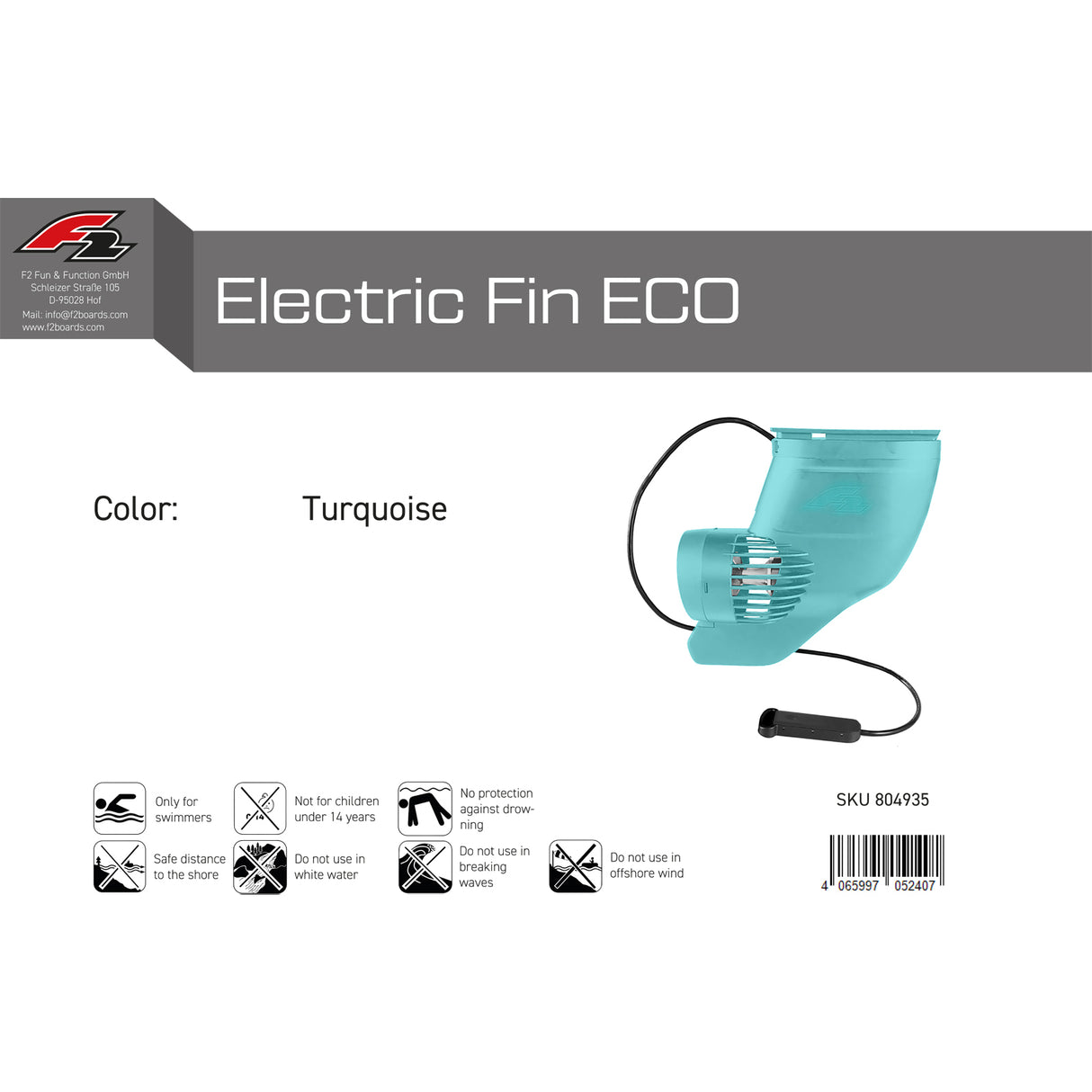 F2  Elektro Finne ELECTRIC FIN ECO SUP One Size  Türkis 2024/2025