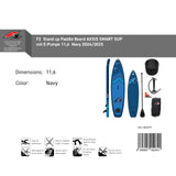 F2  Stand Up Paddle Board AXXIS SMART SUP mit E-Pumpe Größe wählbar Navy 2025