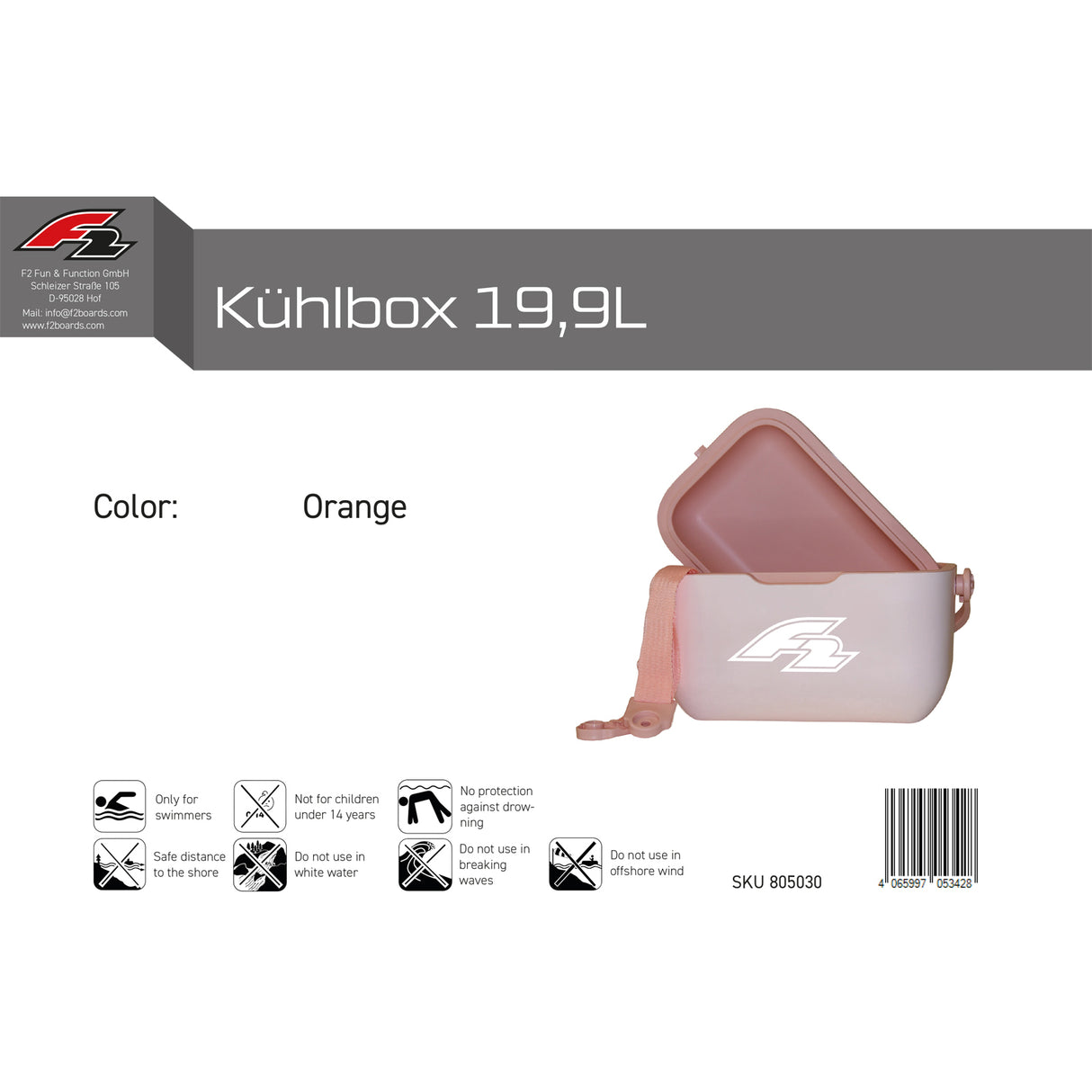 F2  Kühlbox Groß Cool Box Kühltasche 19,9L Orange 2025