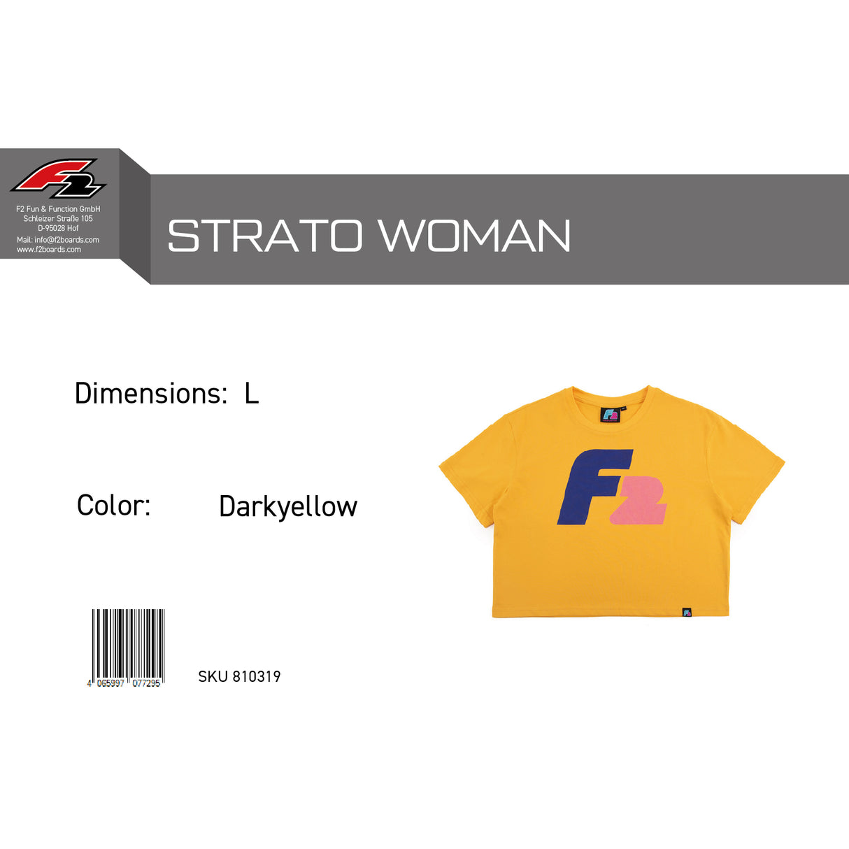 F2 Retro T-Shirt Strato Damen Crop Top Tshirt Gelb - Größe wählbar