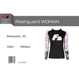F2 Retro Rashguard Hibiskus Damen Funktionsshirt Wassersport - Größe wählbar