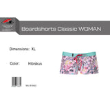 F2 Retro Boardshorts Classic Hibiskus Damen Badeshorts Kurz - Größe wählbar
