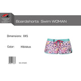F2 Retro Boardshorts Swim Hibiskus Damen Badeshorts Kurz - Größe wählbar