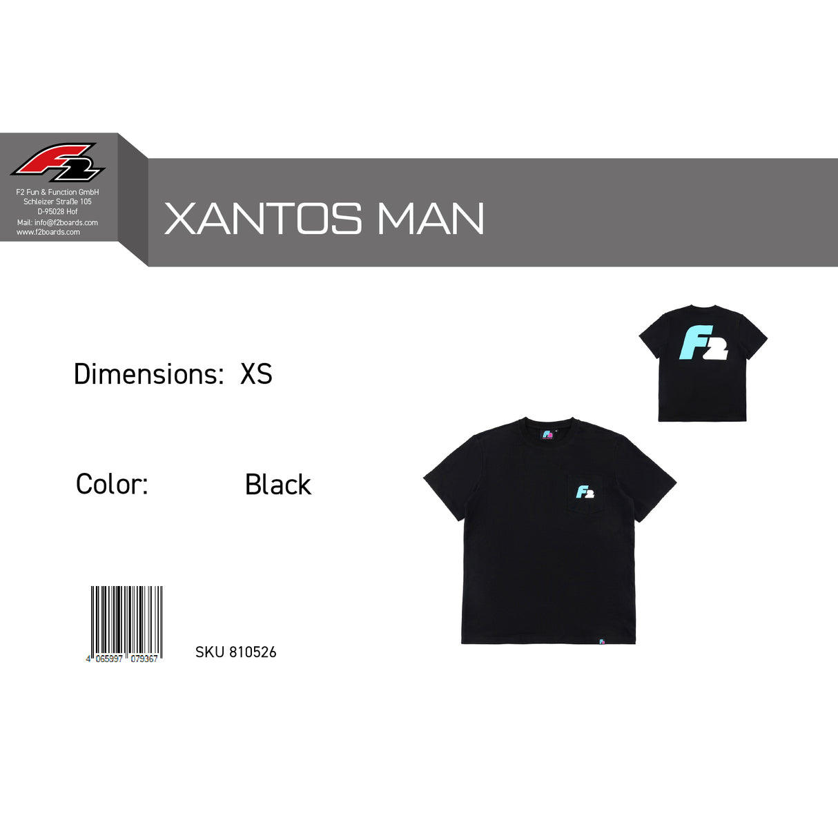 F2  Retro T-Shirt Xantos Unisex Tshirt Schwarz - Größe wählbar