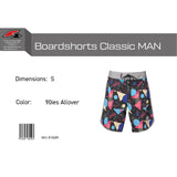F2 Retro Boardshorts Classic 90´s Allover Badeshorts Schwarz - Größe wählbar