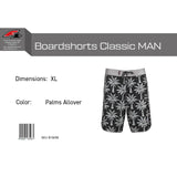F2 Retro Boardshorts Classic Palms Allover Badeshorts Schwarz - Größe wählbar