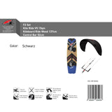 F2 Set Kite Ride V5 mit Kiteboard Ride Wood und Control Bar Komplettset Größen wählbar