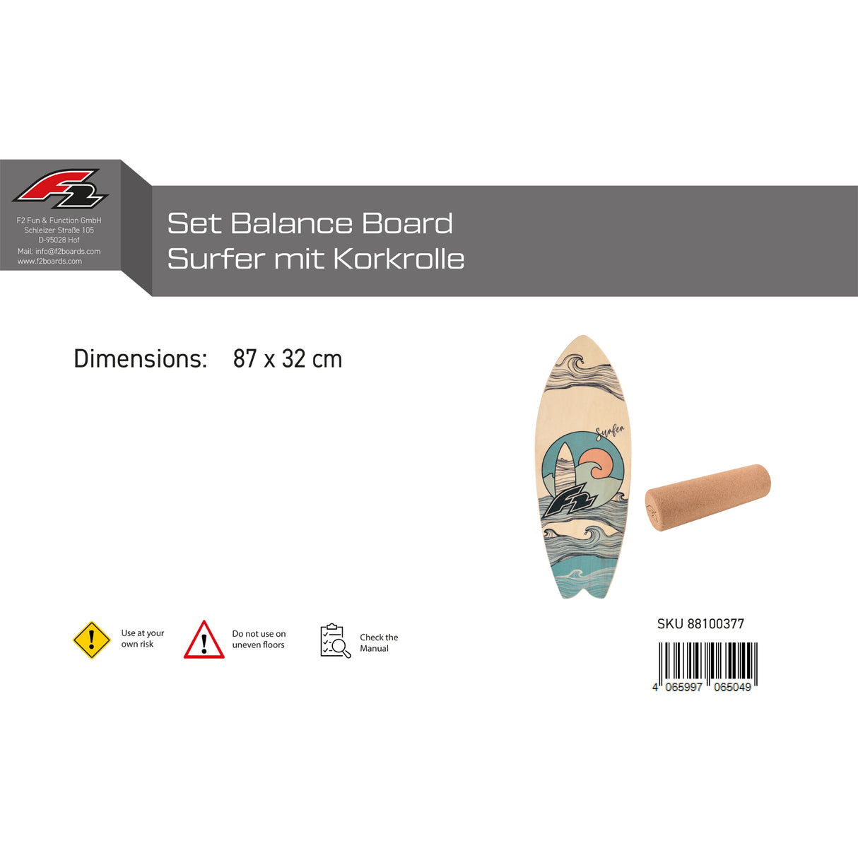 F2 Set Balance Board mit Korkrolle oder Halbkugel - Modell wählbar