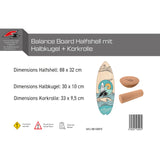 F2 Set Balance Board Halfshell 88x32cm + Halbkugel und Korkrolle