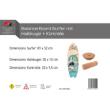 F2 Set Balance Board Surfer 87x32cm + Halbkugel und Korkrolle