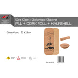 F2 Kork Balance Board Pill 73x28cm mit Korkrolle + Kork Halbkugel
