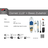 F2 Set Stand Up Paddle Board Comet Weiss 11,6 + Basic Zubehör Paket