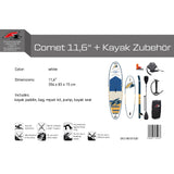 F2 Set Stand Up Paddle Board Comet Weiss 11,6 + Kajak Zubehör Paket