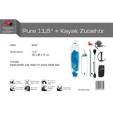 F2 Set Stand Up Paddle Board Pure Weiss 11,6 + Kajak Zubehör Paket