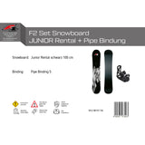F2 Set Snowboard Junior Rental Schwarz + Pipe Bindung Größen wählbar