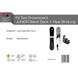 F2 Set Snowboard Junior Black Deck mit Pipe Bindung Komplettset Größen wählbar