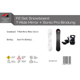 F2 Set Snowboard T-Ride Mirror Weiss + Sonic Pro Bindung L - Komplettset Größe wählbar