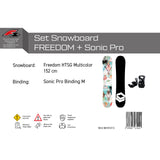 F2 Set Damen Snowboard Freedom HTSG Multicolor Sondermodell + Sonic Bindung M - Komplettset Größe wählbar