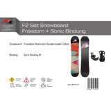 F2 Set Damen Snowboard Freedom Multicolor + Sonic Bindung M - Sale - Komplettset Größe wählbar