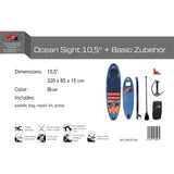 F2 Set Stand Up Paddle Board Ocean Sight Blau 10,5 + Basic Zubehör Paket