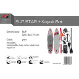 F2 Stand Up Paddle Board Star Grau + Kajak Zubehör - Größe wählbar