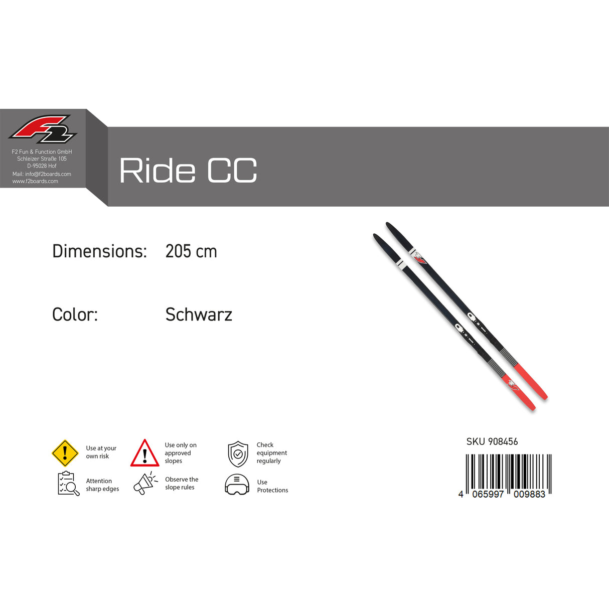 F2 Ski Ride CC 180-205cm Größe wählbar Schwarz 2024/25