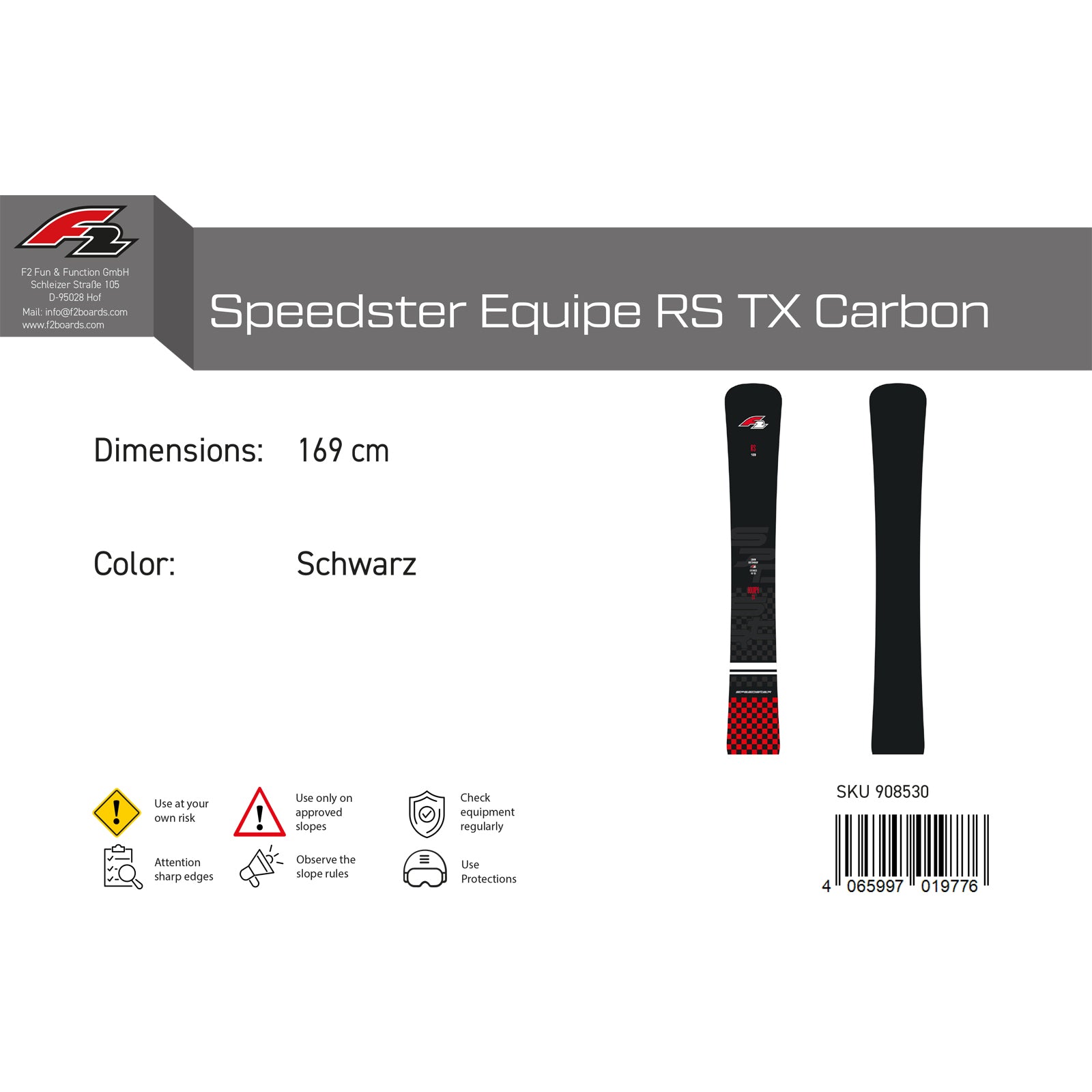 F2 Speedster Equipe RS TX Carbon Race Snowboard 23/24 – Speed