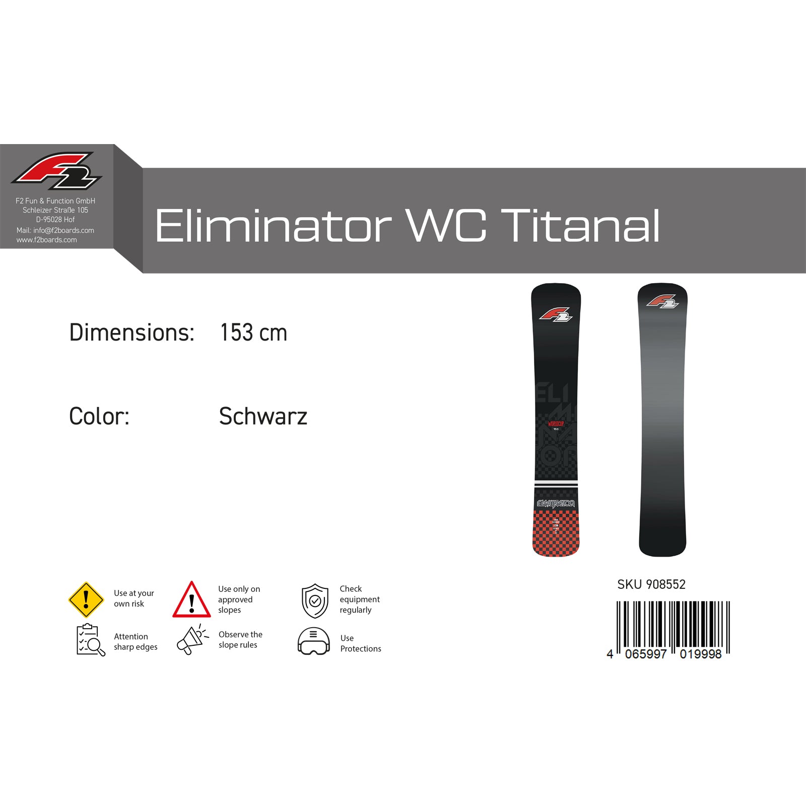 F2 Eliminator WC Titanal Race Snowboard 23/24 - Speed & Präzision