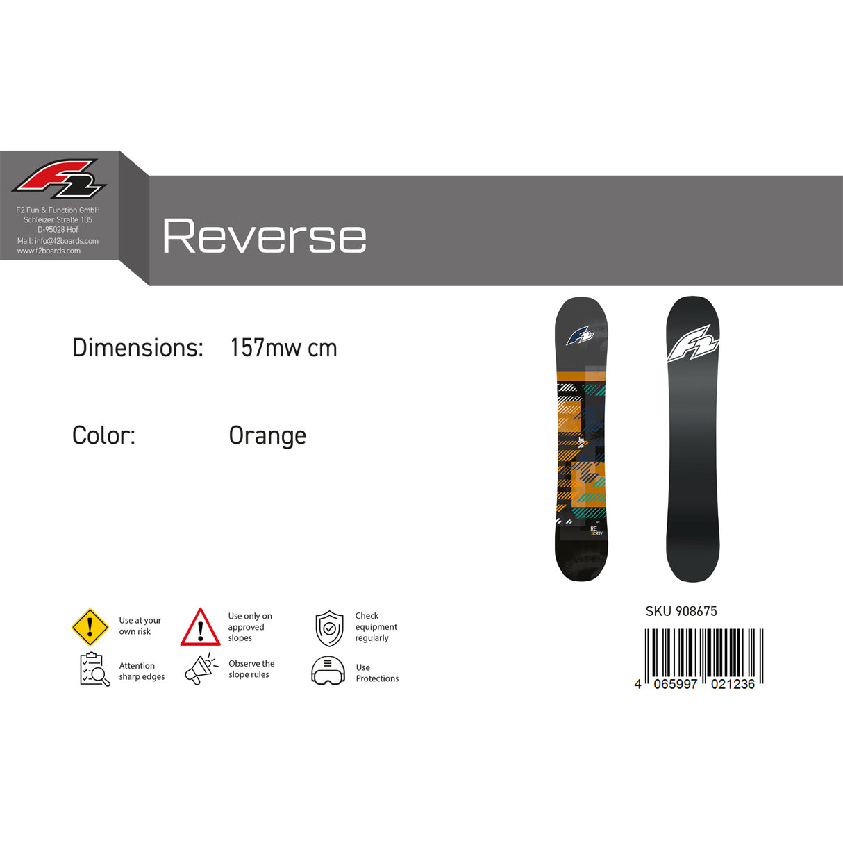F2 Herren Snowboard Reverse Freeride/Freestyle Farbe/Größe wählbar 2023/24