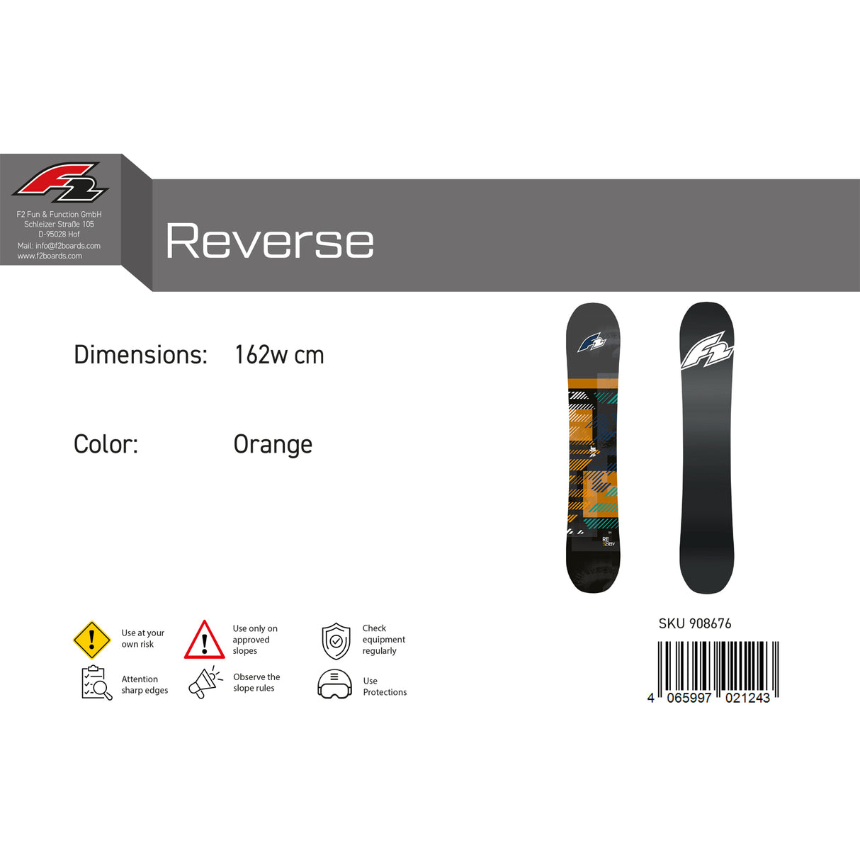 F2 Herren Snowboard Reverse Freeride/Freestyle Farbe/Größe wählbar 2023/24